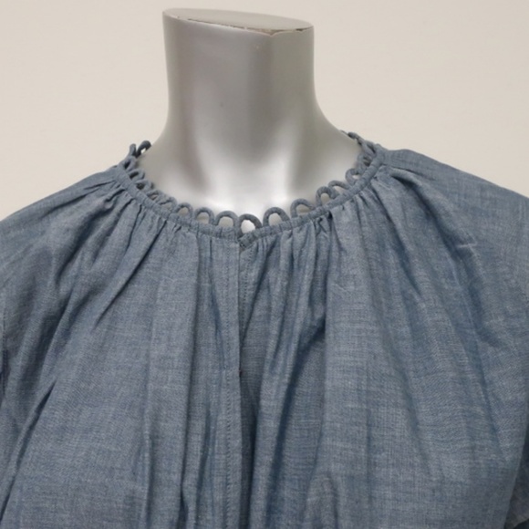 Apiece Apart Dress Stella Shirred Chambray Cotton - Picture 3 of 6